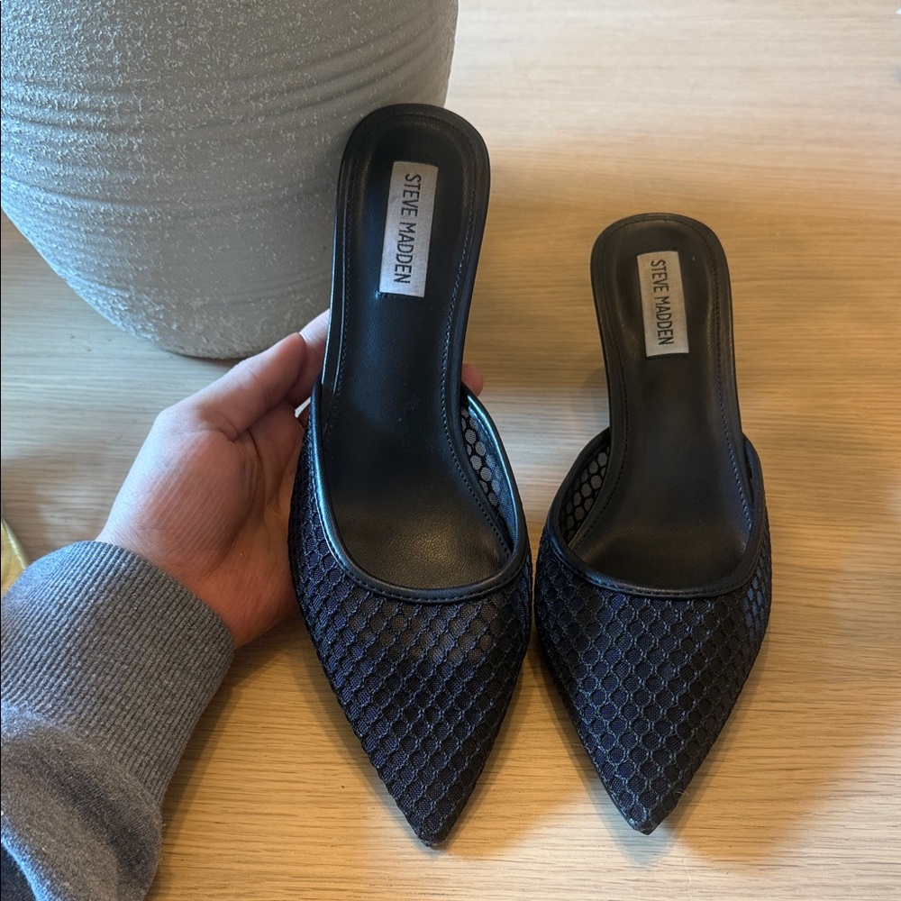 Steve Madden Black Mesh Mules